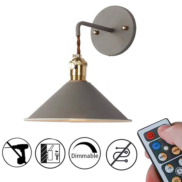 No need to drill holes in the wall Suitable for rental properties Includes built-in battery LED bulb No electrical work required Bracket light Fixed with wall hook Macaron Stylish E26 base Easy to install Batteries sold separately Gray