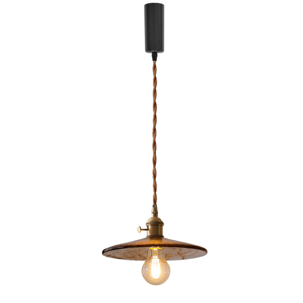 FSLiving Glass Pendant Light with Cord Storage Cover, Adjustable Length, Clear Glass, Brass Socket, 1 Light, Ceiling Light, Duct Rail Light, Antique, LED Bulb Compatible, E26, Cafe, New Life, E26 