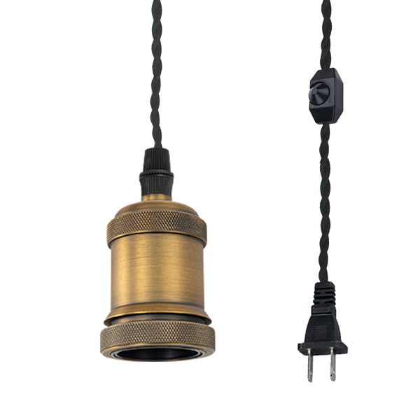 FSLIVING Retro 1-light pendant, outlet type (4.5m), adjustable hanging height, with dimmer switch, dimmable bulb compatible, interior lighting, cafe