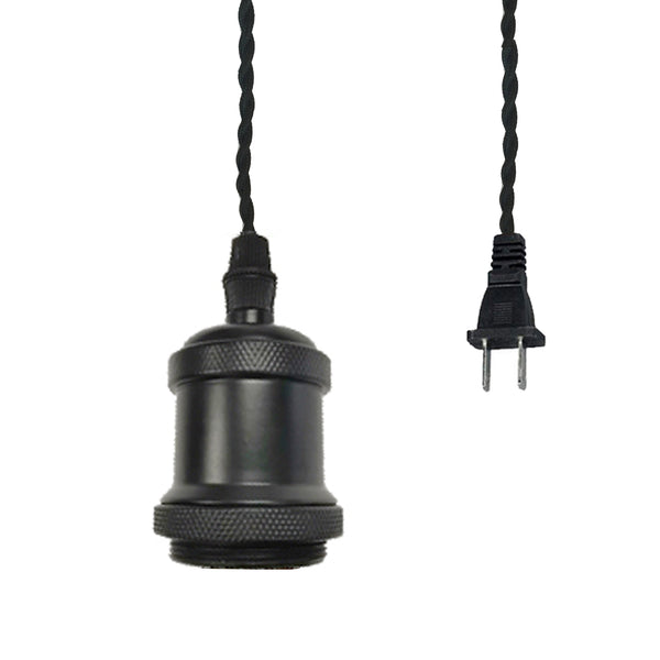 FSLIVING Retro 1-Light Pendant Light, Outlet Type (4.5m), Adjustable Hanging Height, Dimmer Switch Included, Compatible with Dimmable Bulbs, Antique Cord, Antique Brass Plated Finish, Interior Lighting, Cafe Pendant Light, Bulb Socket, Cable Included 