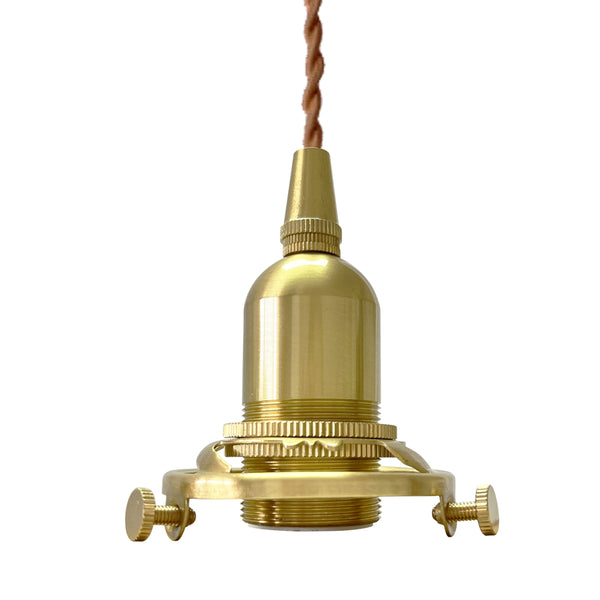 fsliving E17 brass socket with 3-point fastening bracket, shade can be added, pendant light, bare bulb, retro, gold, interior lighting, cute, electric, light socket, hanging light, duct rail light, lighting rail light, kitchen, new home, new life 