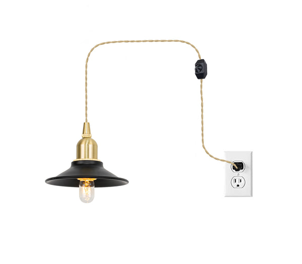 FSLIVING 2 colors available (black and white) Cute E17 brass socket 1.8m cord Dimmable Retro pendant light 1-light pendant outlet type Interior lighting Cafe 