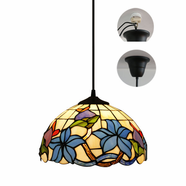 Pendant light, ceiling light, flower, LED compatible, Nordic, classic, stained glass, lamp, antique, for living room, European, indirect lighting, Nordic, Southern Europe, entrance, new life 