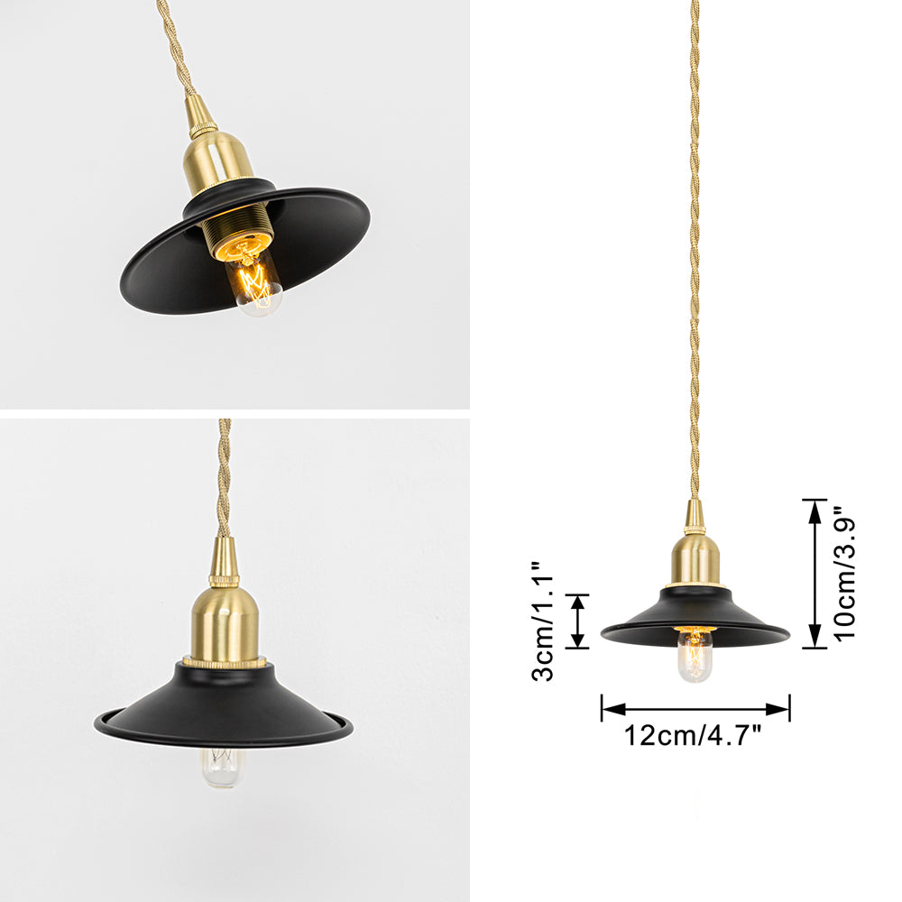 FSLIVING 2色展開(黒・白) かわいい E17 真鍮ソケット コード1.8ｍ 調光対応 レトロ ペンダントライト 1灯ペンダント コンセント式  インテリア照明 カフェ