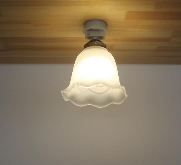 Ceiling lighting, ceiling light, 1 light, frosted glass, flower pattern, light, lighting fixture, toilet, hook ceiling, E26, LED bulb compatible 