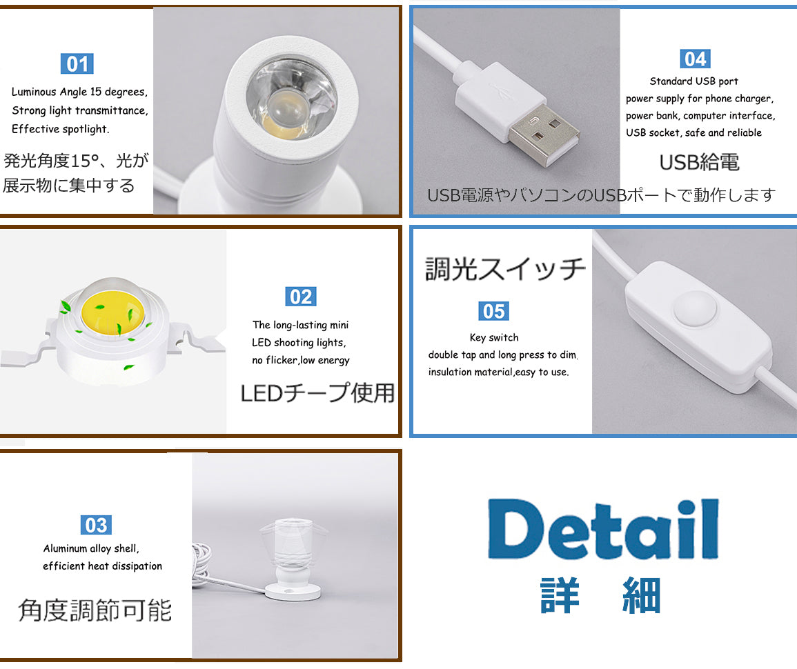 FSLiving 発光ユニット 2灯式 調光機能付き ミニスポットライト