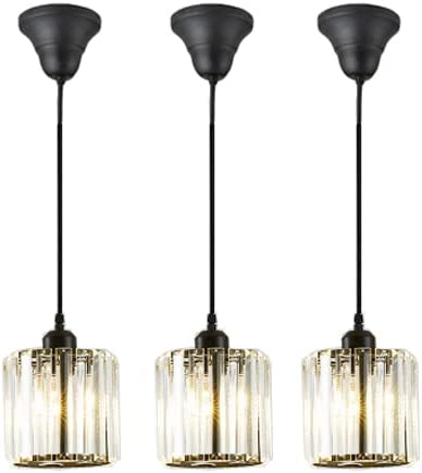 3 Pack Glass Ceiling Light Retro Pendant Light Adjustable Length with Cord Storage Cup Interior Lighting Scandinavian Pendant Lamp Stylish Interior Lighting Fixture Ceiling Lighting Hanging Light E26 Kitchen LED Electric 