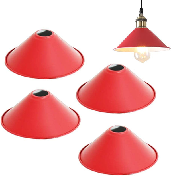 FSliving Red Nordic Replacement Lampshade Light Parts Iron Lighting Guard Macaron Shade Holder for Pendant Lights Shade Only Light Shade Horizontal Screw Type DIY Cute Decoration Set of 4 Red 