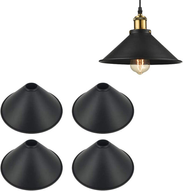 FSliving 4 pieces, diameter 26cm, lamp shade, lampshade only, steel, retro pendant light, bracket light lighting, stylish, Scandinavian, antique, LED compatible, indirect lighting, bedroom, shade only, DIY 